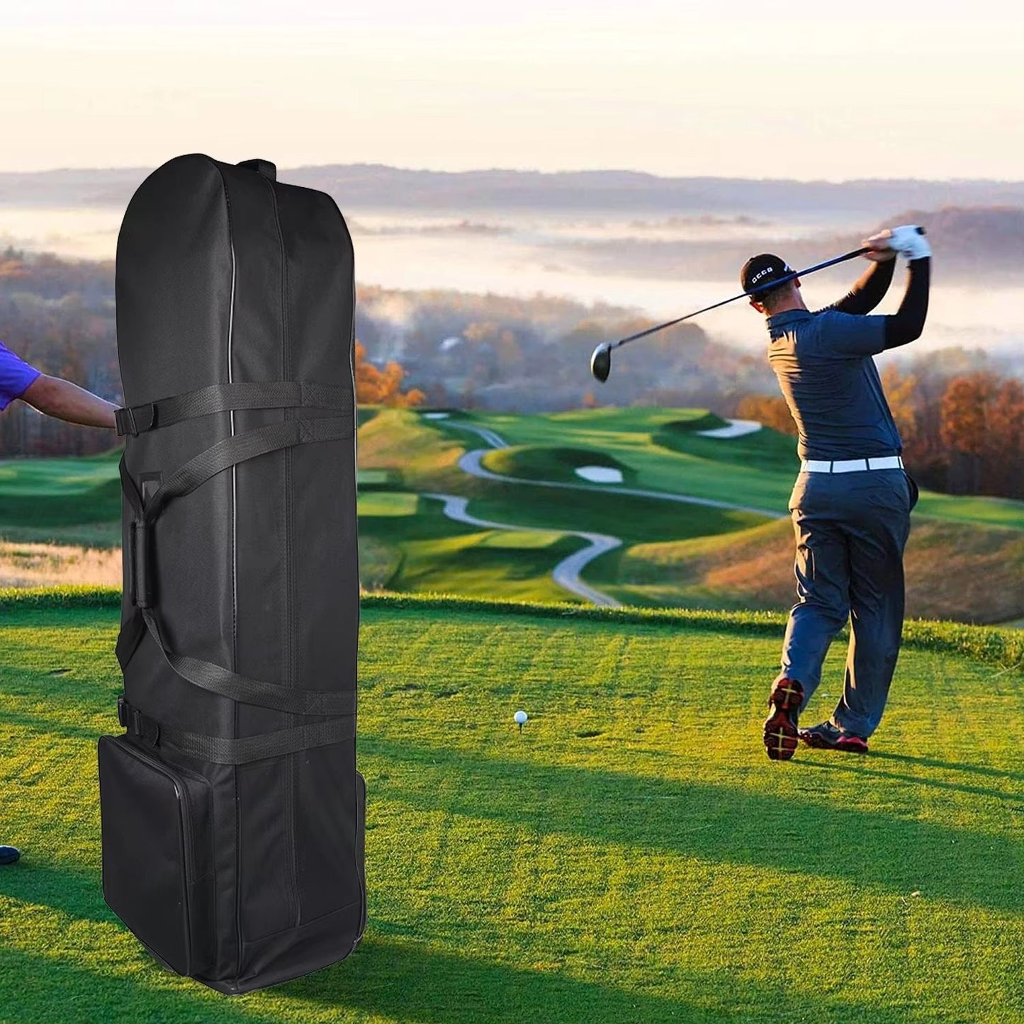 Oxford Golf Aviation Bag - Waterproof Protective Cover with Wheels, Ideal for Stand Bags, Suitable for Checked Luggage