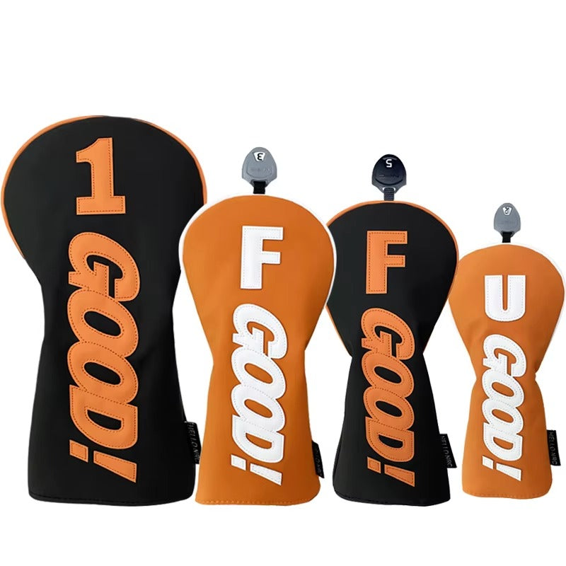 Golf Wood Head Cover - PU with GOOD Pattern, Waterproof & Durable, Orange Driver/Fairway/Hybrid Protector, Golf Supply