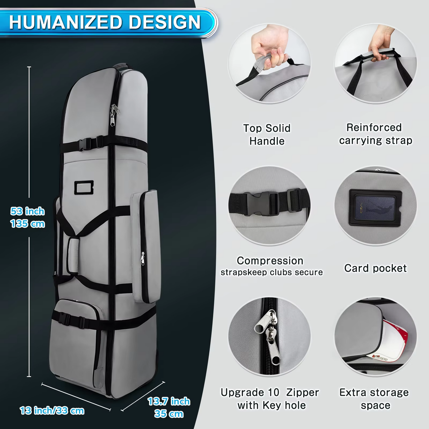 Nylon Golf Travel Bag - Waterproof, Airline Approved, with Wheels, Portable Protection for Golf Clubs, Thickened Stand Bag Cover