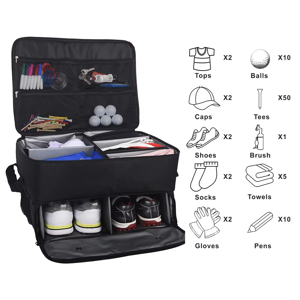 Foldable Golf Travel Organizer Bag - Multi-Use Storage for Shoes, Clothes & Accessories, Portable Waterproof Golf Gear Bag for Car