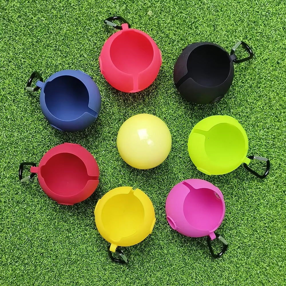 Silicone Park Golf Ball Cover - with Carabiner Clip, 65mm Protective Case, Waterproof for Park Golf Balls