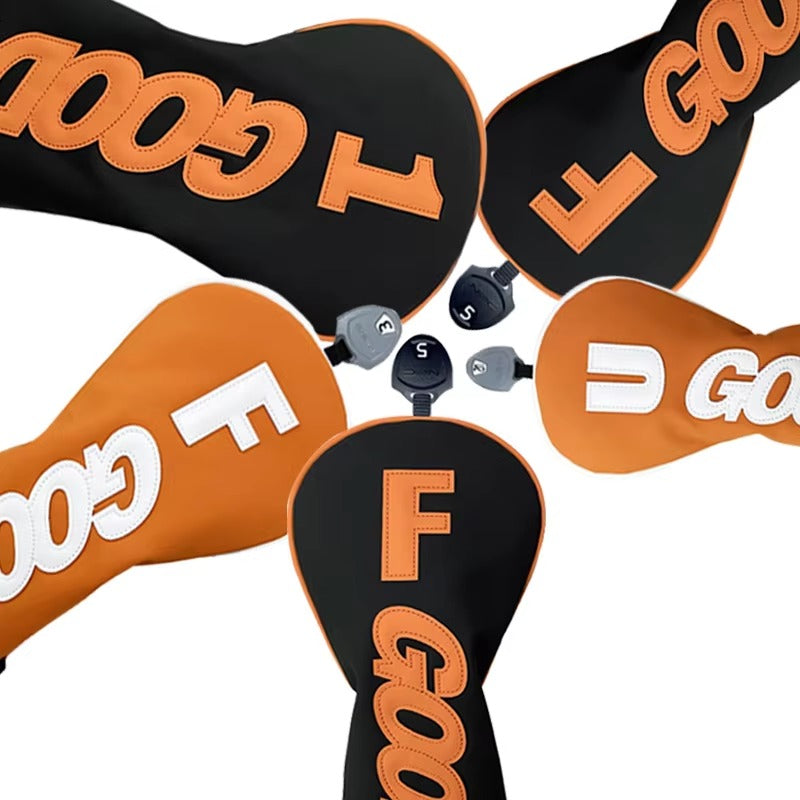 Golf Wood Head Cover - PU with GOOD Pattern, Waterproof & Durable, Orange Driver/Fairway/Hybrid Protector, Golf Supply