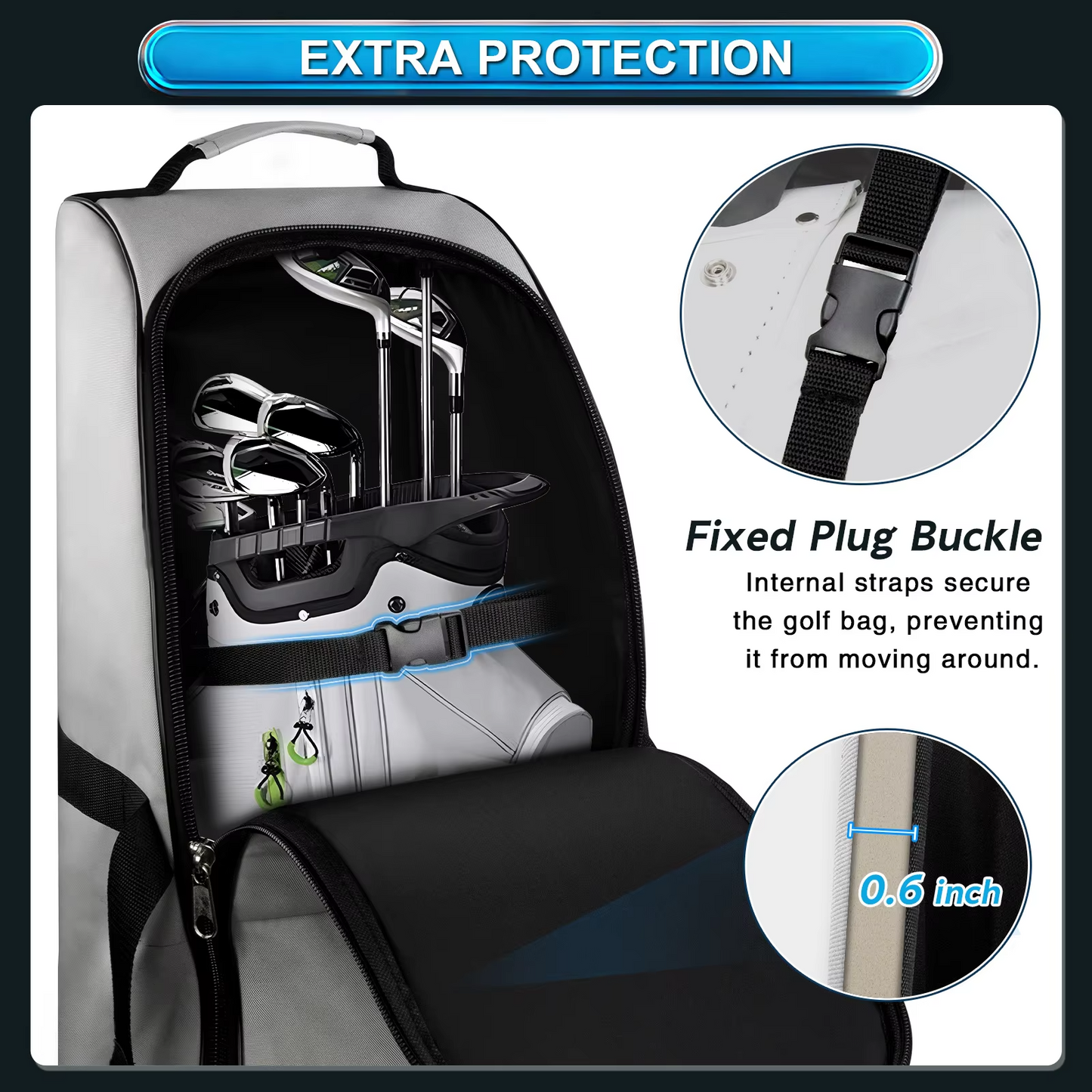 Nylon Golf Travel Bag - Waterproof, Airline Approved, with Wheels, Portable Protection for Golf Clubs, Thickened Stand Bag Cover