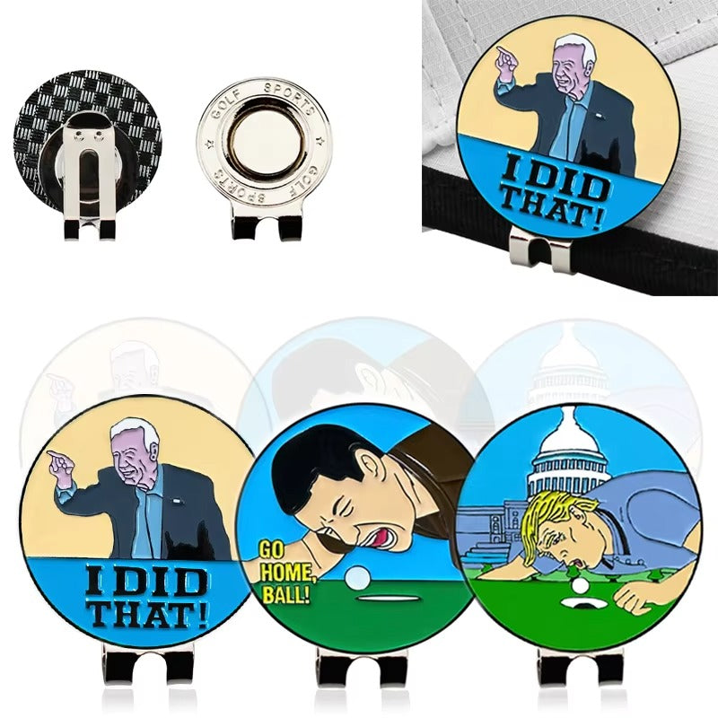 Golf Hat Clip with Creative Patterns - Magnetic Removable Ball Marker, Golf Position Marker Accessory,