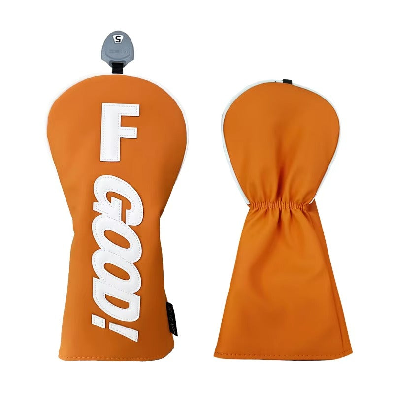 Golf Wood Head Cover - PU with GOOD Pattern, Waterproof & Durable, Orange Driver/Fairway/Hybrid Protector, Golf Supply