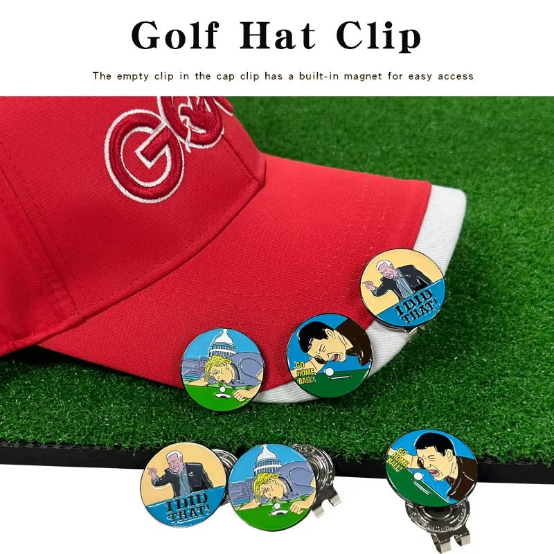 Golf Hat Clip with Creative Patterns - Magnetic Removable Ball Marker, Golf Position Marker Accessory,