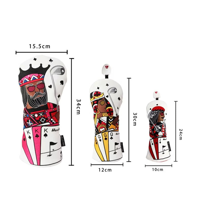 Custom Logo Golf Head Covers - PU Leather, Poker Style for Driver/Fairway/Hybrid, Waterproof Protector Golf Wood Cover