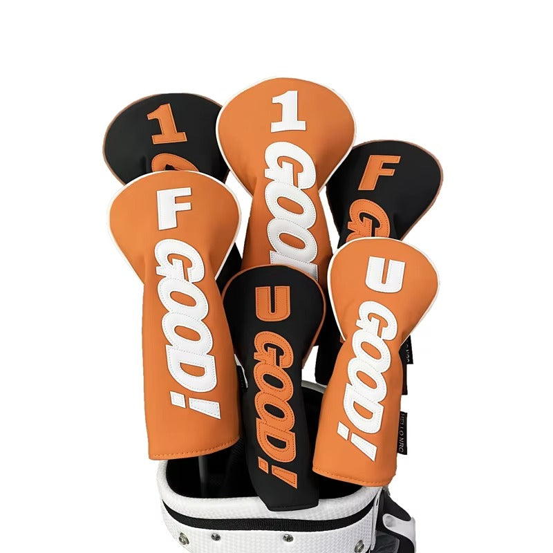 Golf Wood Head Cover - PU with GOOD Pattern, Waterproof & Durable, Orange Driver/Fairway/Hybrid Protector, Golf Supply