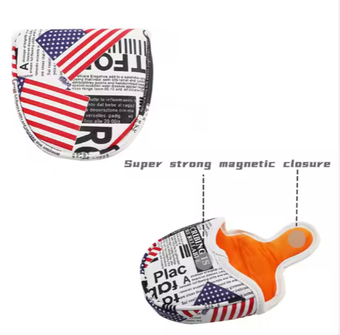 PU Leather Golf Head Cover - Graffiti Design for Mallet Putter with Magnet, Golf Cart Seat Cover