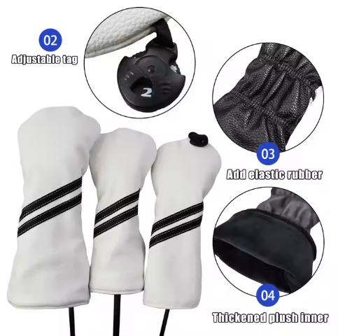 Waterproof PU Leather Golf Wood Headcover - with Thick Plush Lining, Protective Driver Cover for Golf Wood