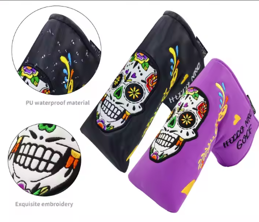 High Quality Embroidery & Printed PU Leather Golf Club Head Cover - Waterproof with Magnetic Closure, Golf Putter Cover