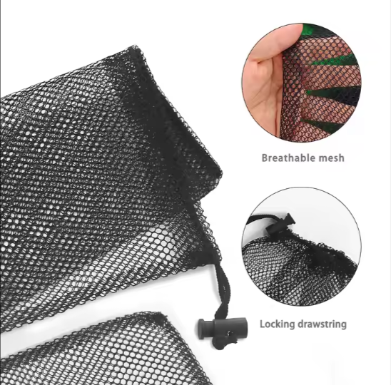 Polyester Nylon Mesh Drawstring Golf Ball Storage Pouch - Holds 50 Pcs Balls, Convenient Packing Bag for Golf Balls
