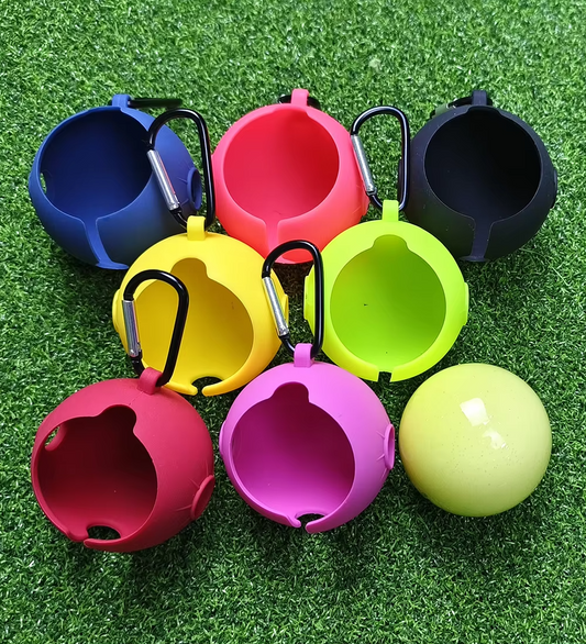 Silicone Park Golf Ball Cover - with Carabiner Clip, 65mm Protective Case, Waterproof for Park Golf Balls