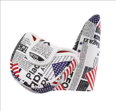 PU Leather Golf Head Cover - Graffiti Design for Mallet Putter with Magnet, Golf Cart Seat Cover